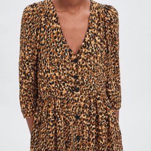 leopard print midi dress zara